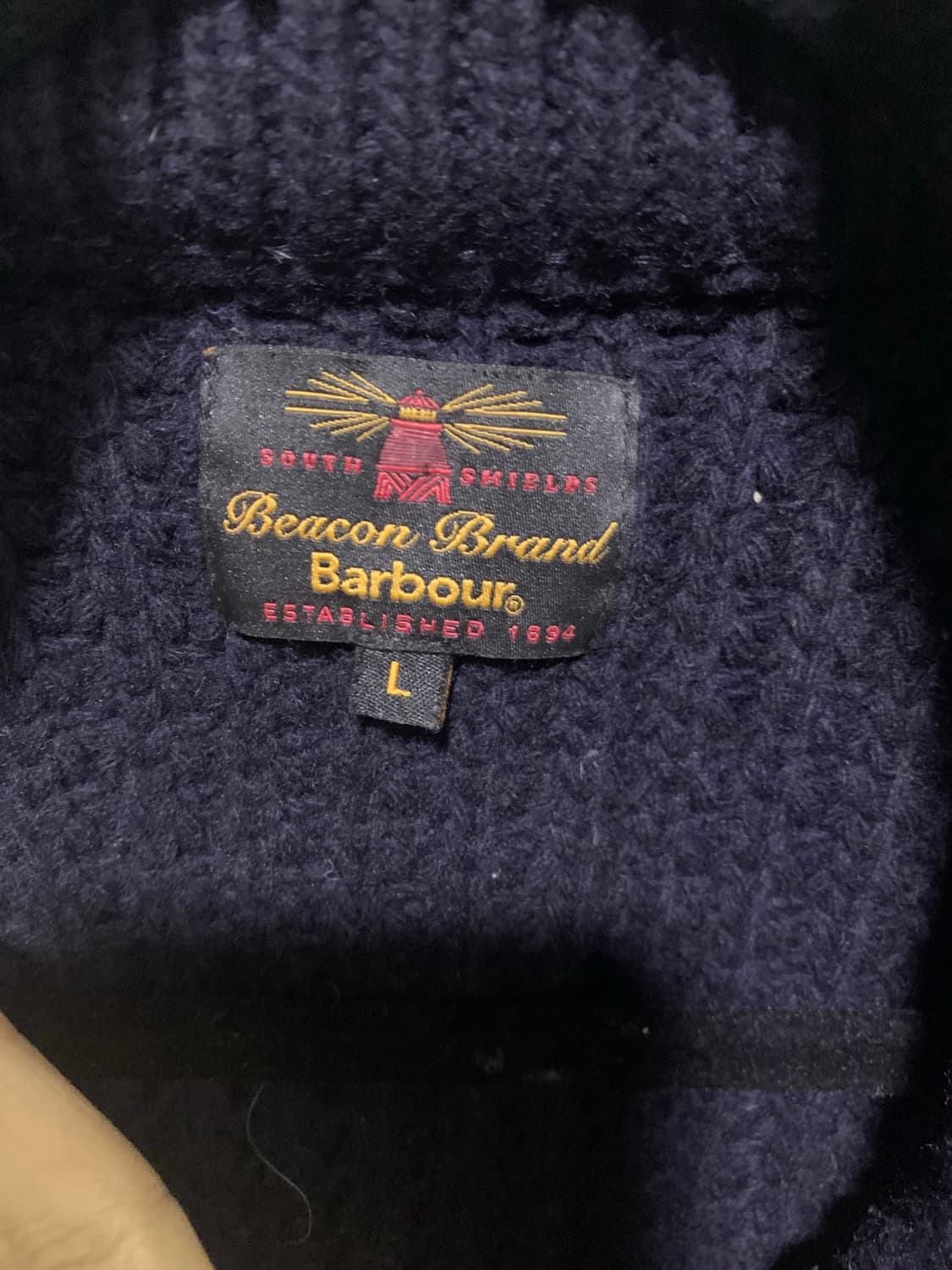 바버 와플니트 가디건 집업 네이비 상품이미지4