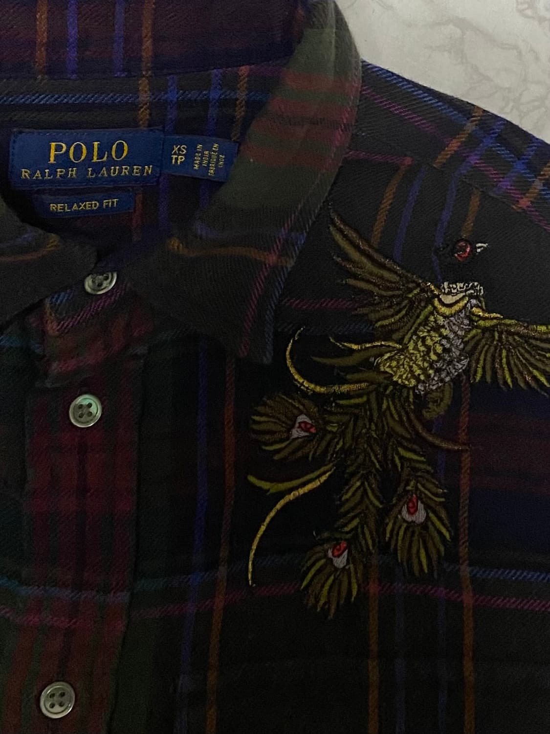폴로 체크 봉황 자수 셔츠 사이즈 90 상품이미지4