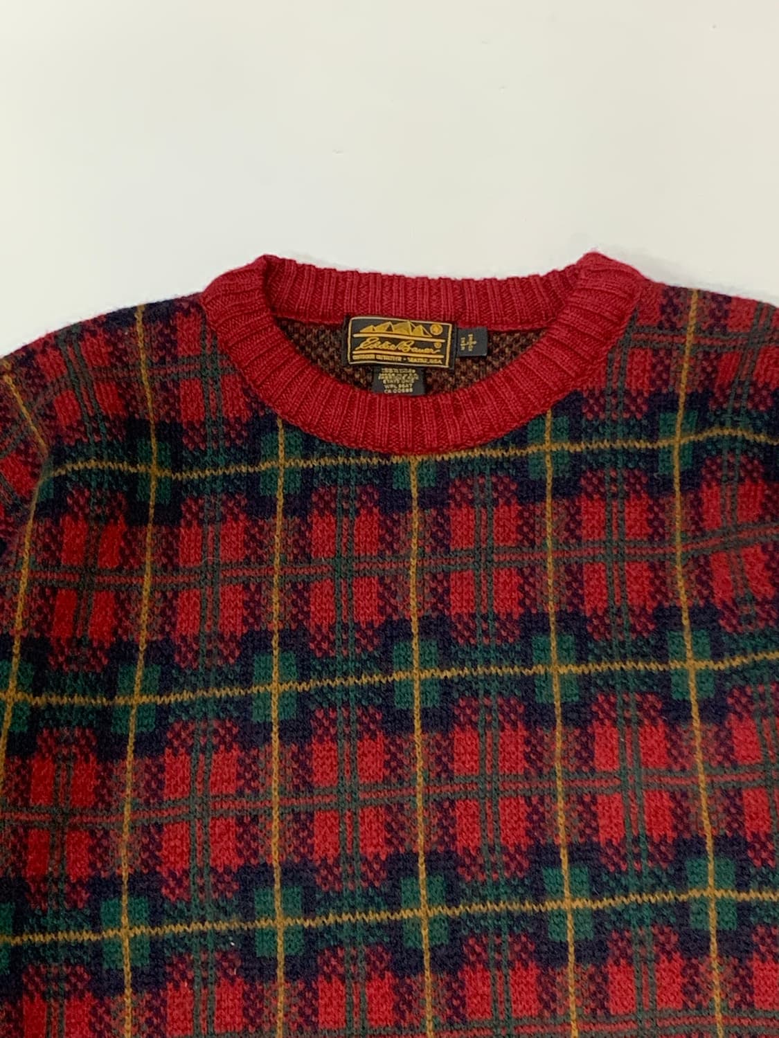 80s 에디바우어 체크 울 스웨터 상품이미지3