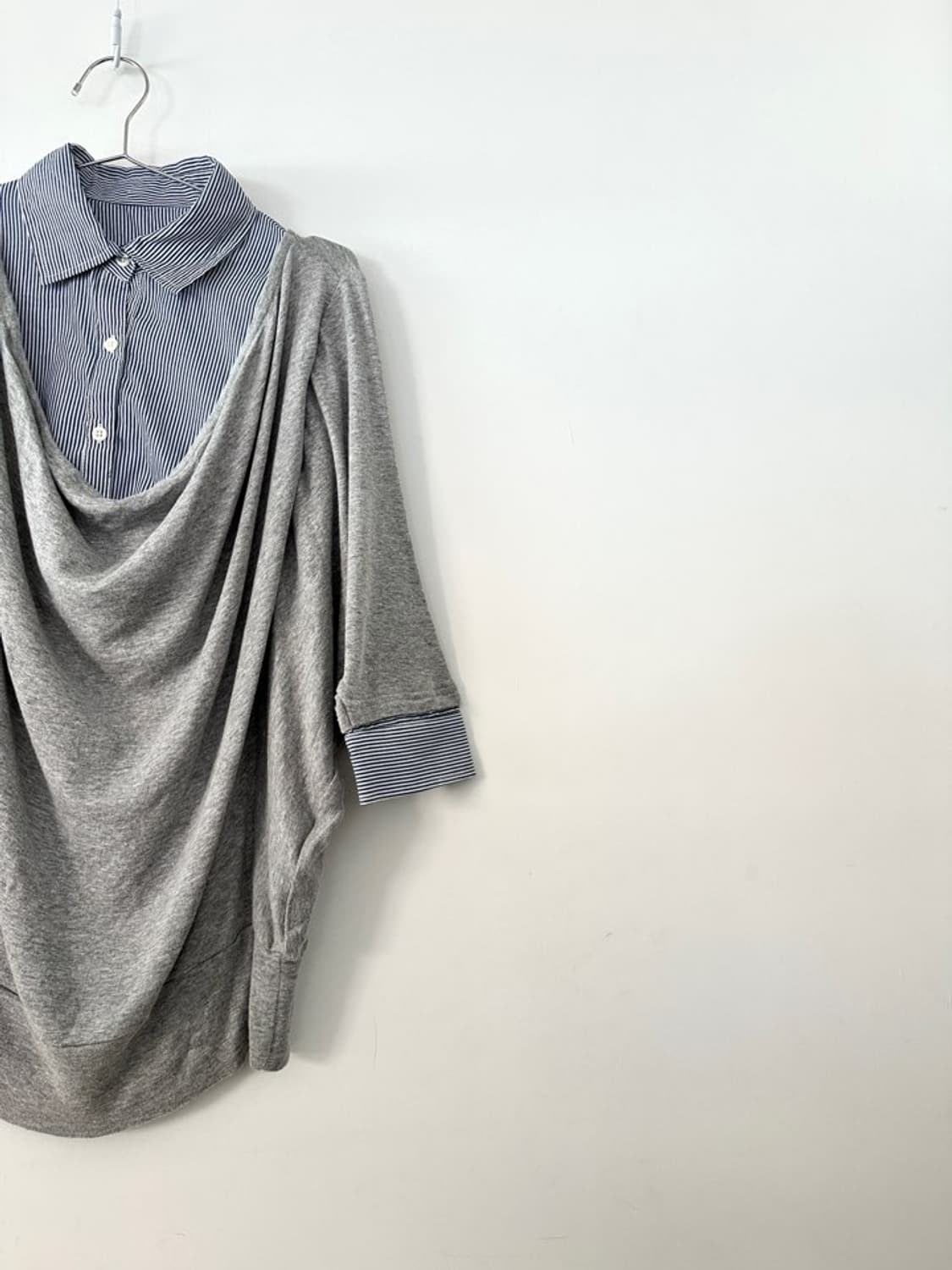 Stripe drape top / grey 상품이미지2