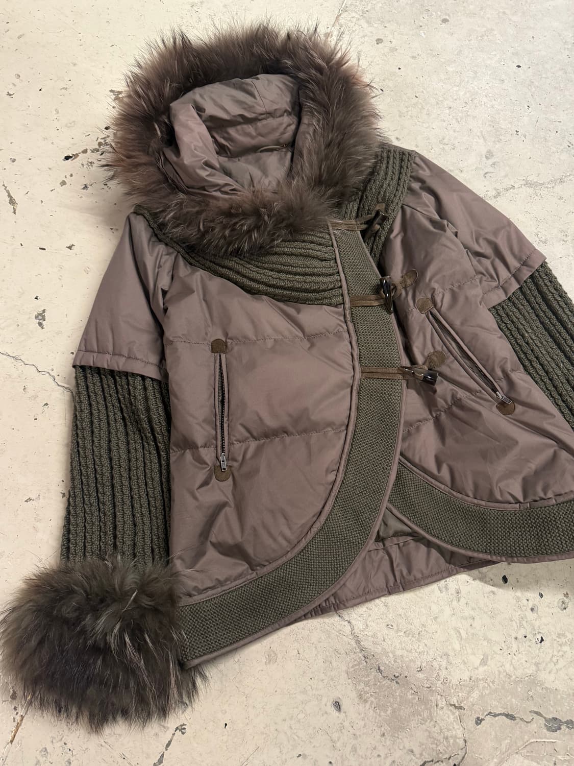 Fairy raccoon fur point knit mix padding 상품이미지2