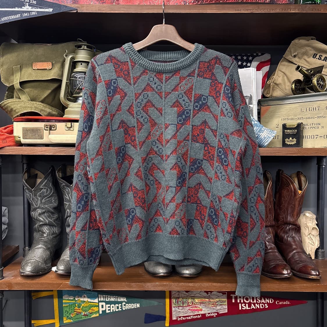 90s 빈티지 지오매트릭 자카드 패턴 스웨터 N155 상품이미지1