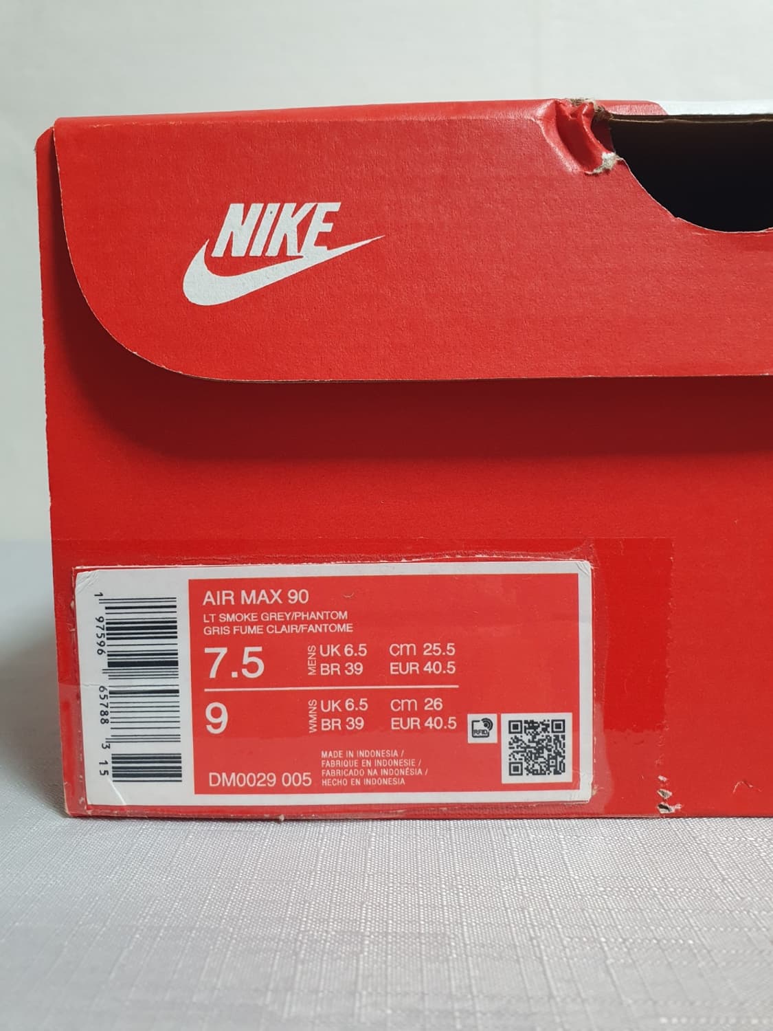 👟 새상품 나이키 에어맥스90 스모크그레이 255 상품이미지9