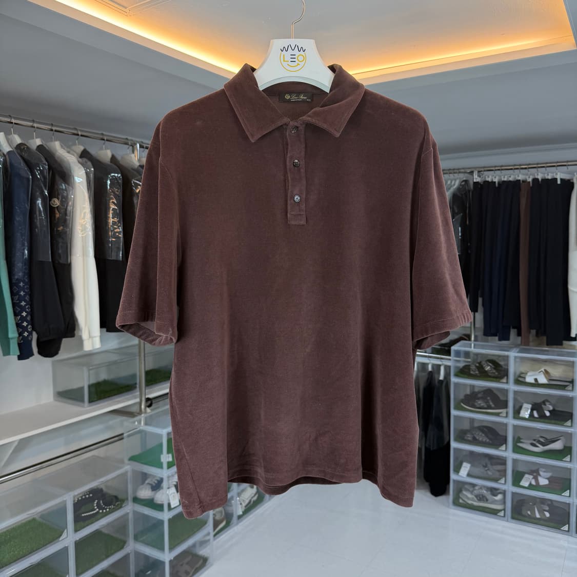 [리오브] 로로피아나 코튼 실크 벨루어 카라티셔츠 상품이미지1