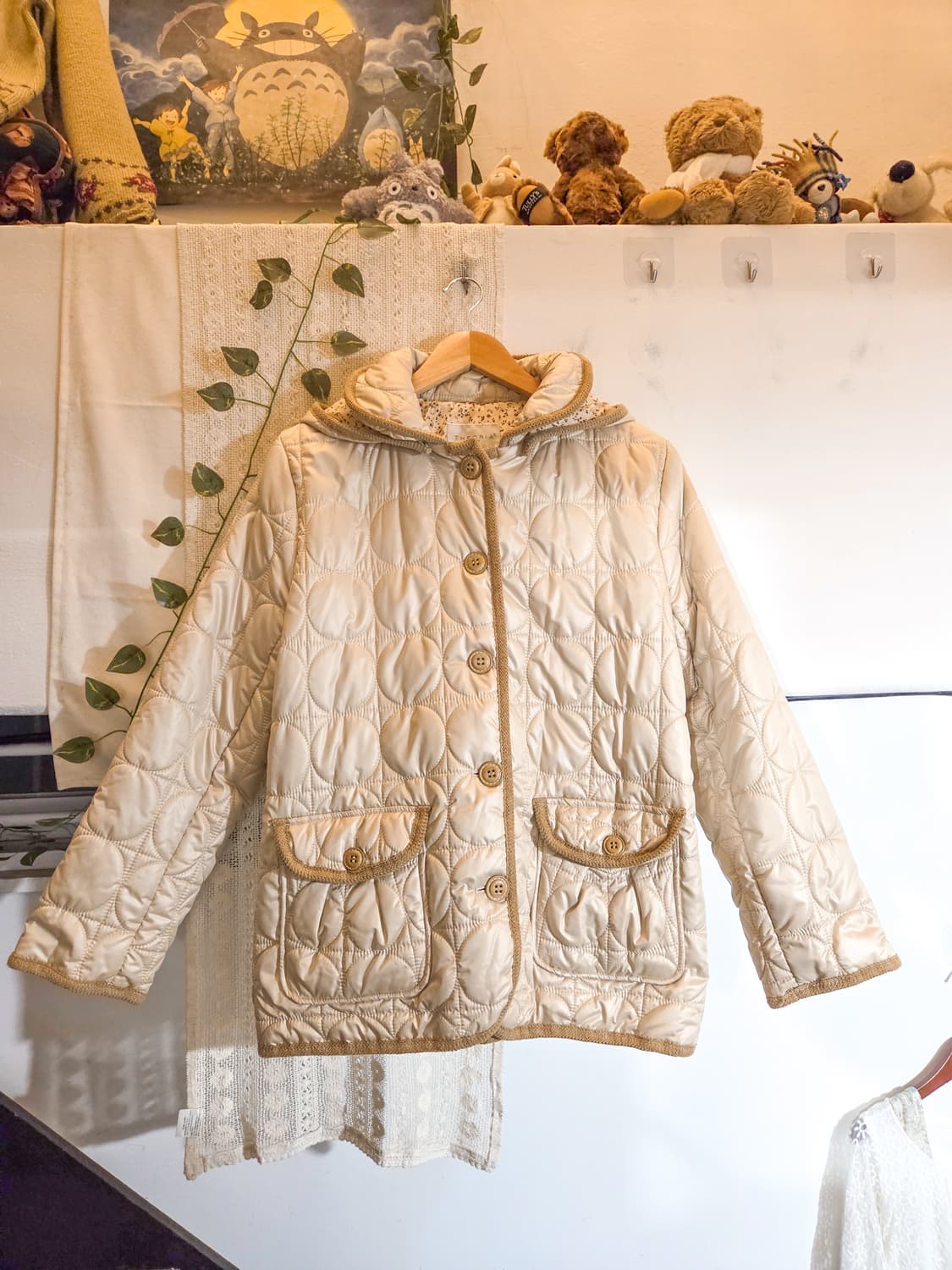 잔꽃 후드 누빔 패딩 상품이미지1