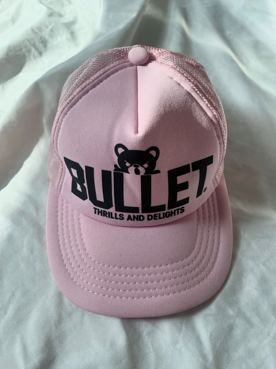 히스테릭 글래머 퍽베어 딸기우유 색 메쉬 캡 스냅백 모자 상품이미지1