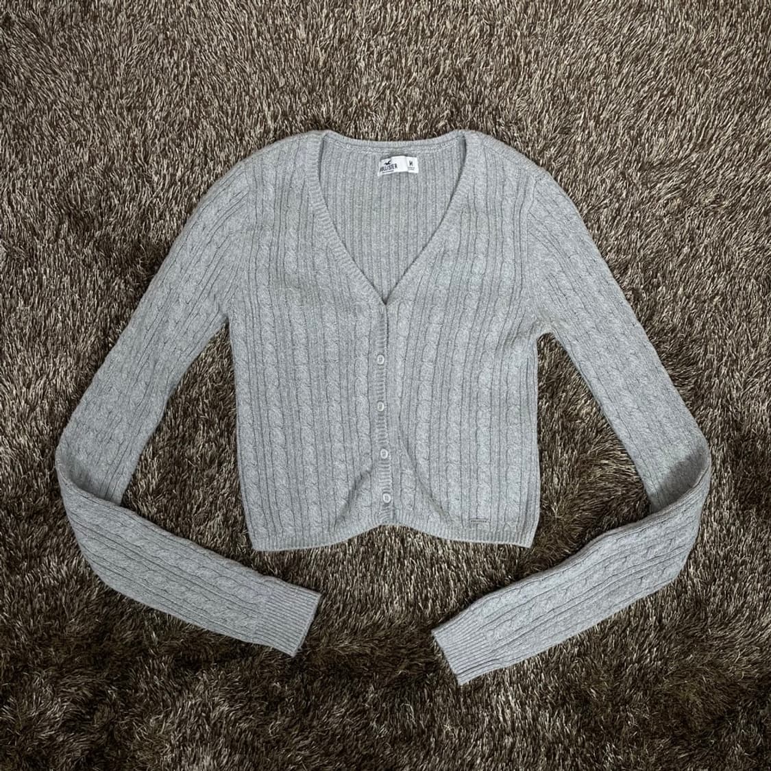 홀리스터 Hollister 꽈배기 브이넥 슬림핏 크롭 가디건 M 상품이미지1