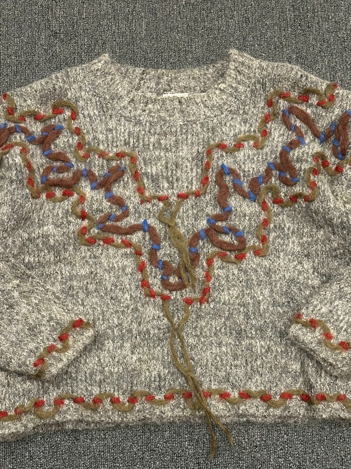 OS)빈티지 자수 디테일 혼방 니트 스웨터 상품이미지2