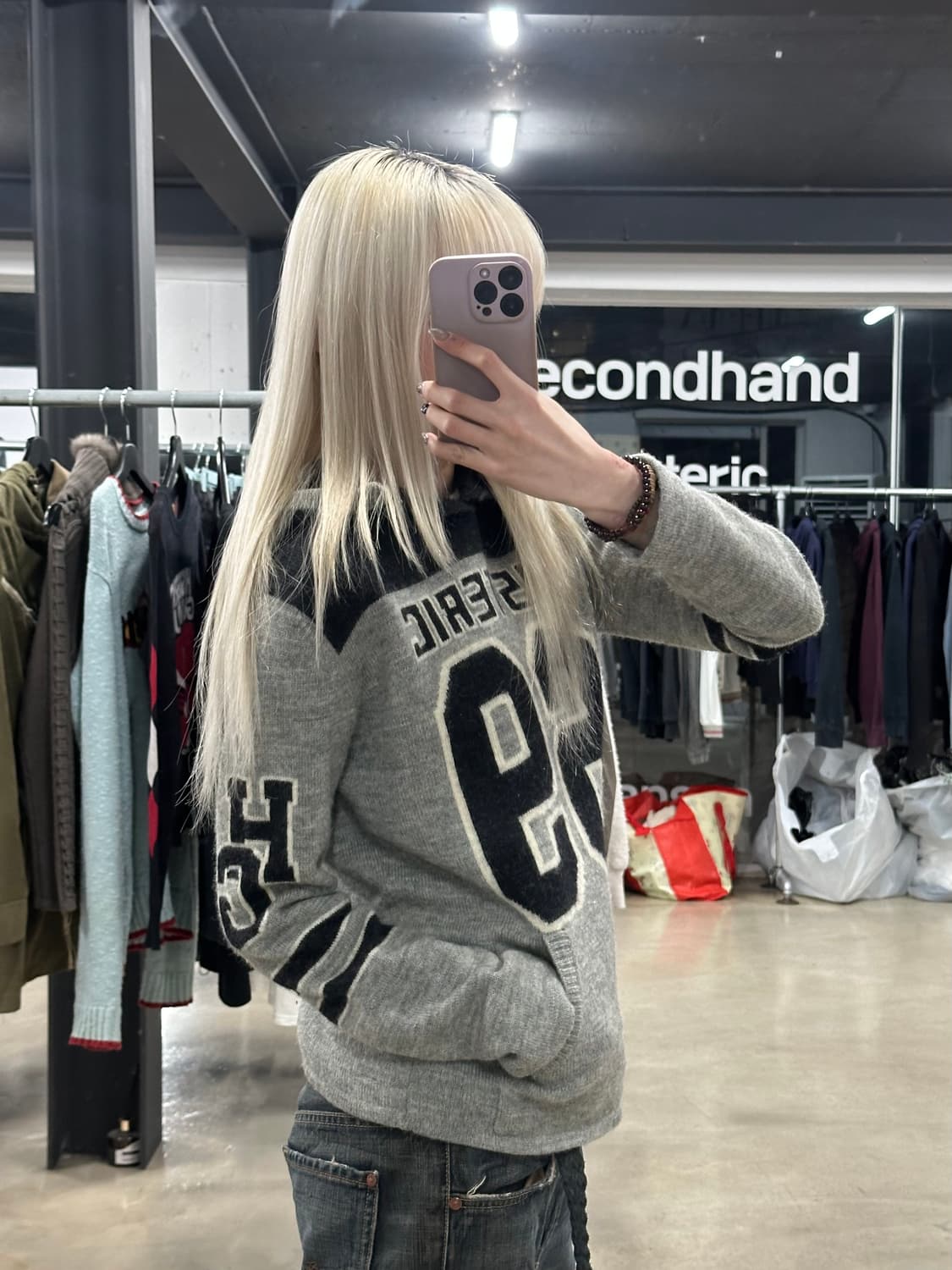 90s 히스테릭 글래머 울 로고 버튼 니트 상품이미지2