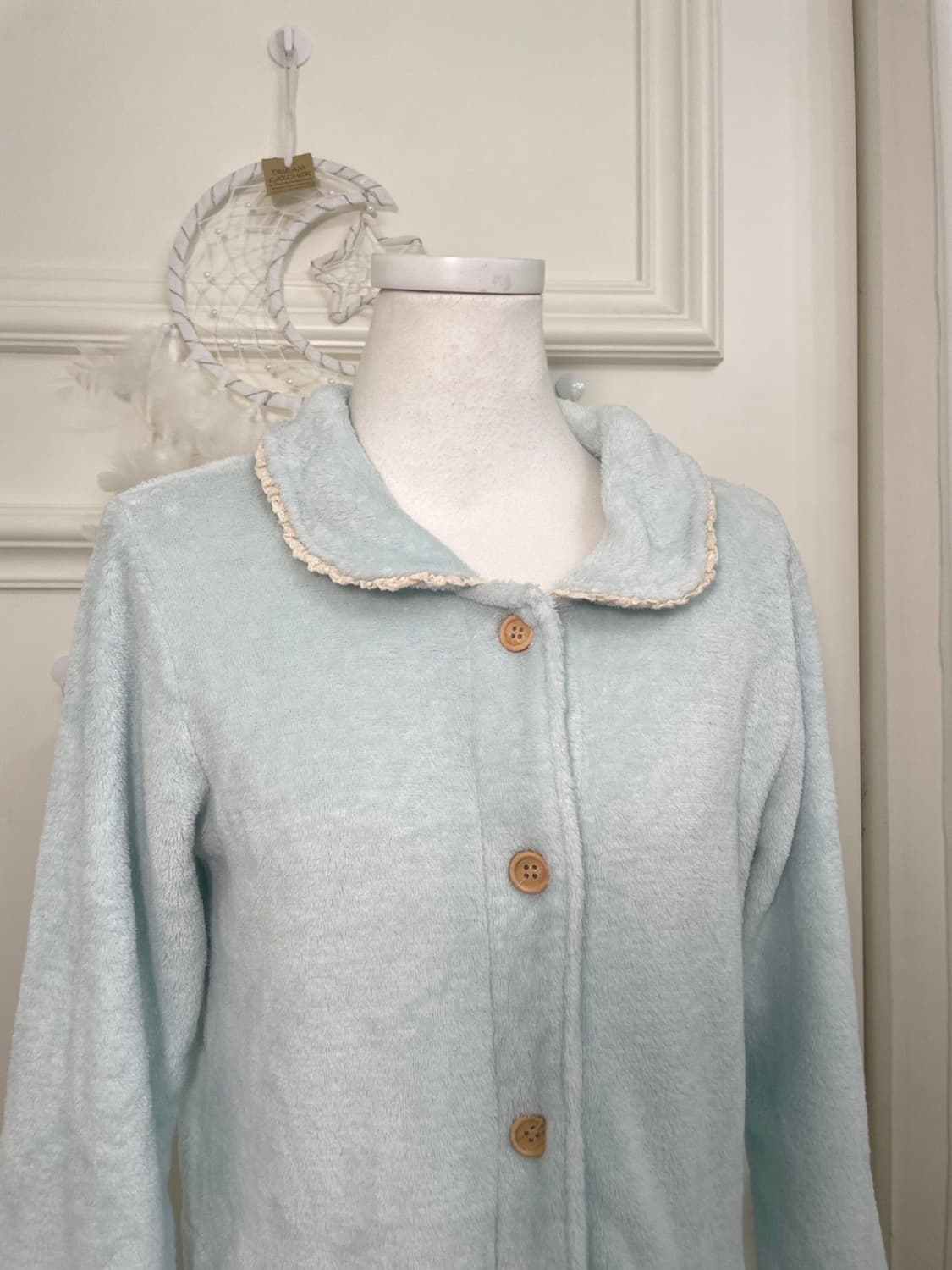 sheer blue lace trim pocket long homewea 상품이미지6