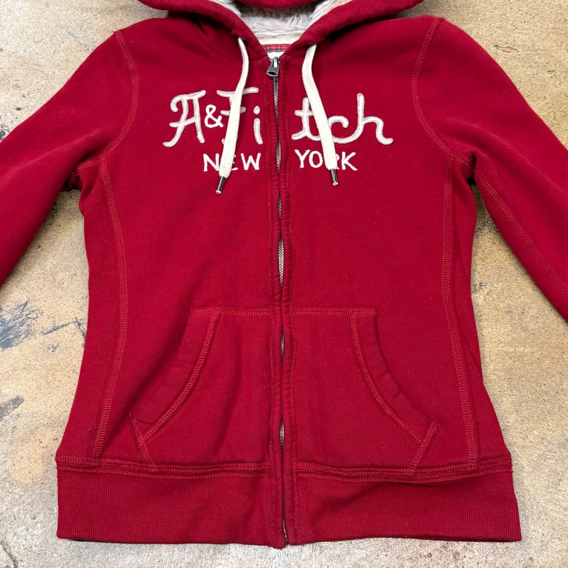 아베크롬비 양털 레드 딱붙 후드집업  상품이미지3