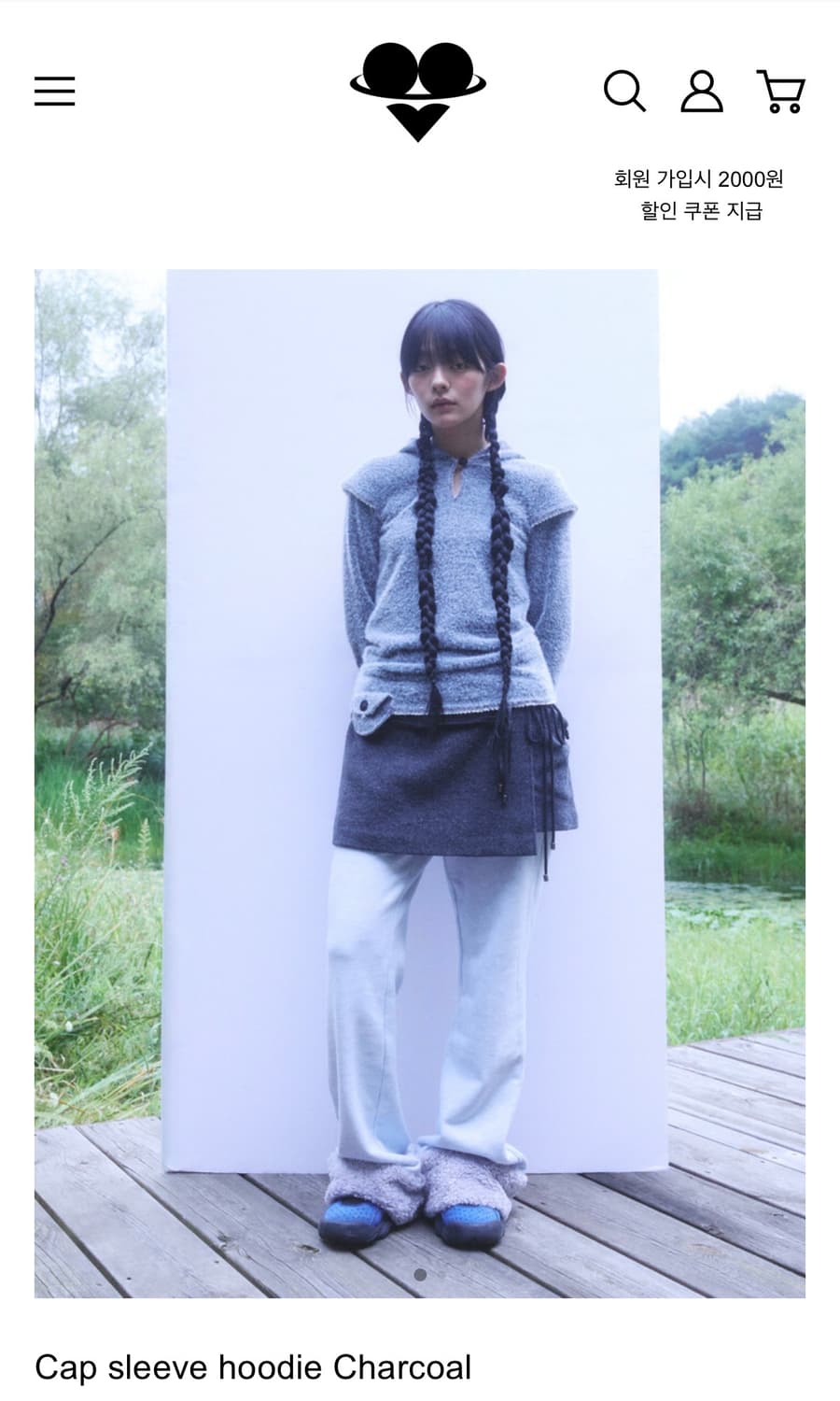 퓨레 Cap Sleeve Hoodie / Charcoal 상품이미지3