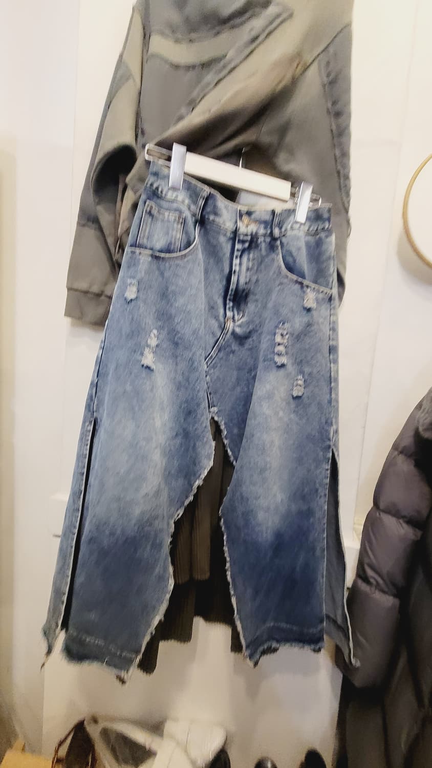 더일마 리본 맨투맨. 유니크데님스커트 상품이미지6