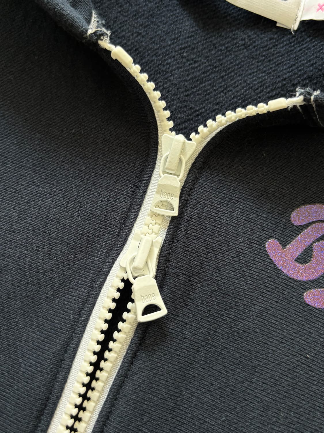 Bape 베이프 네이비 스티치 로고 후드집업 상품이미지7