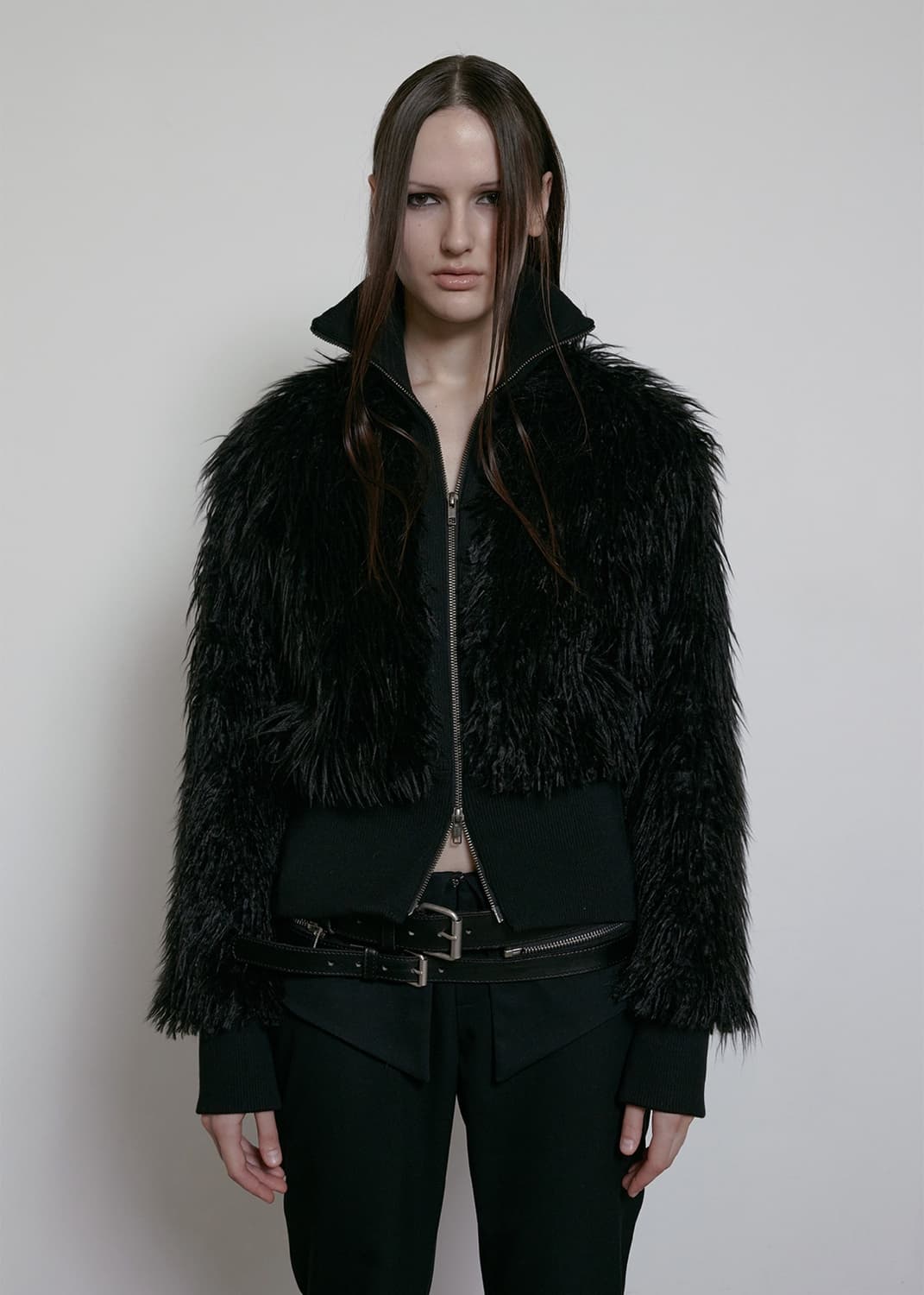 [무배] 보헤미안 서울 하이넥 퍼 집업 자켓 블랙 상품이미지3