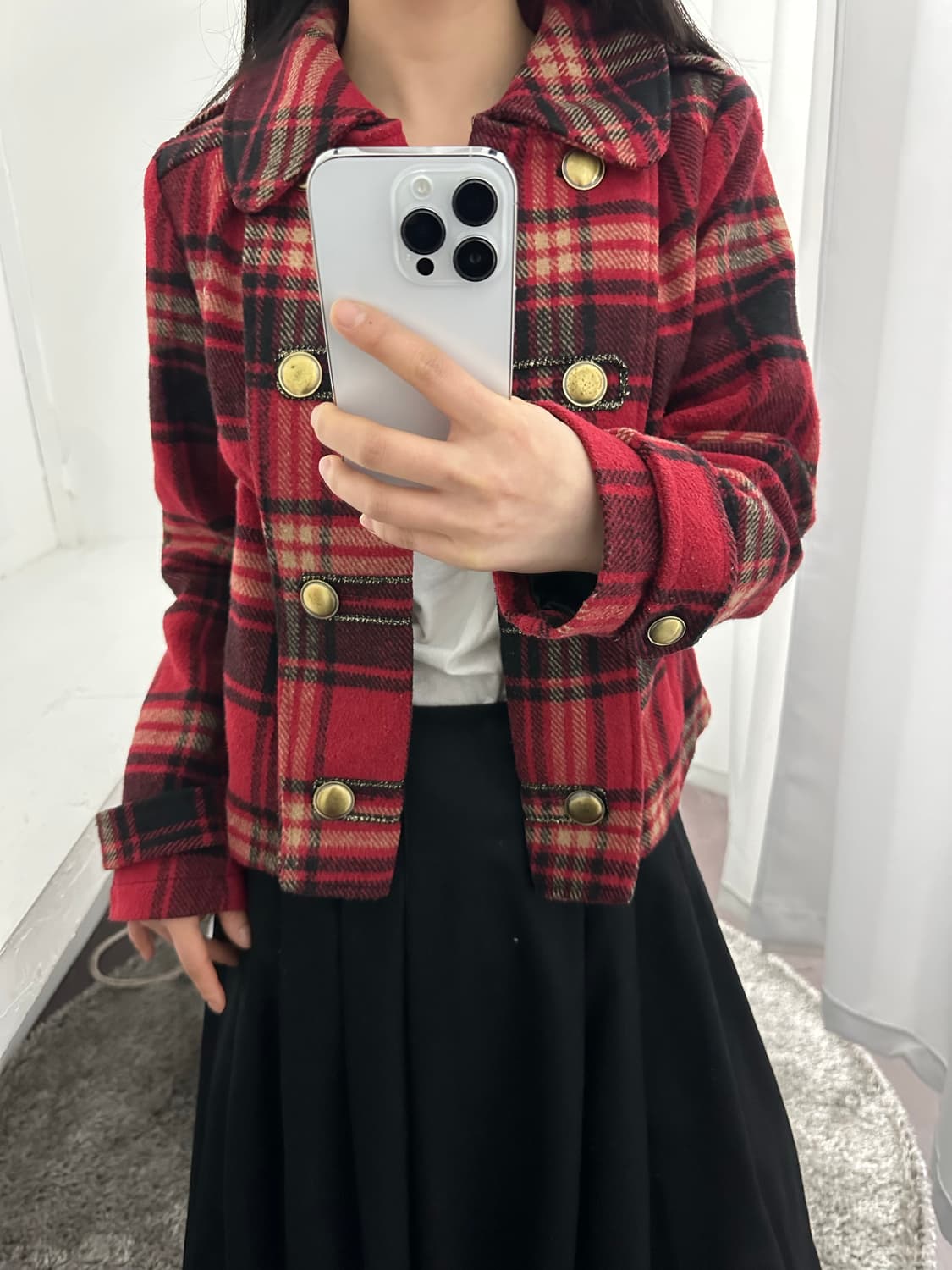 napoleon red check wool jacket 상품이미지5