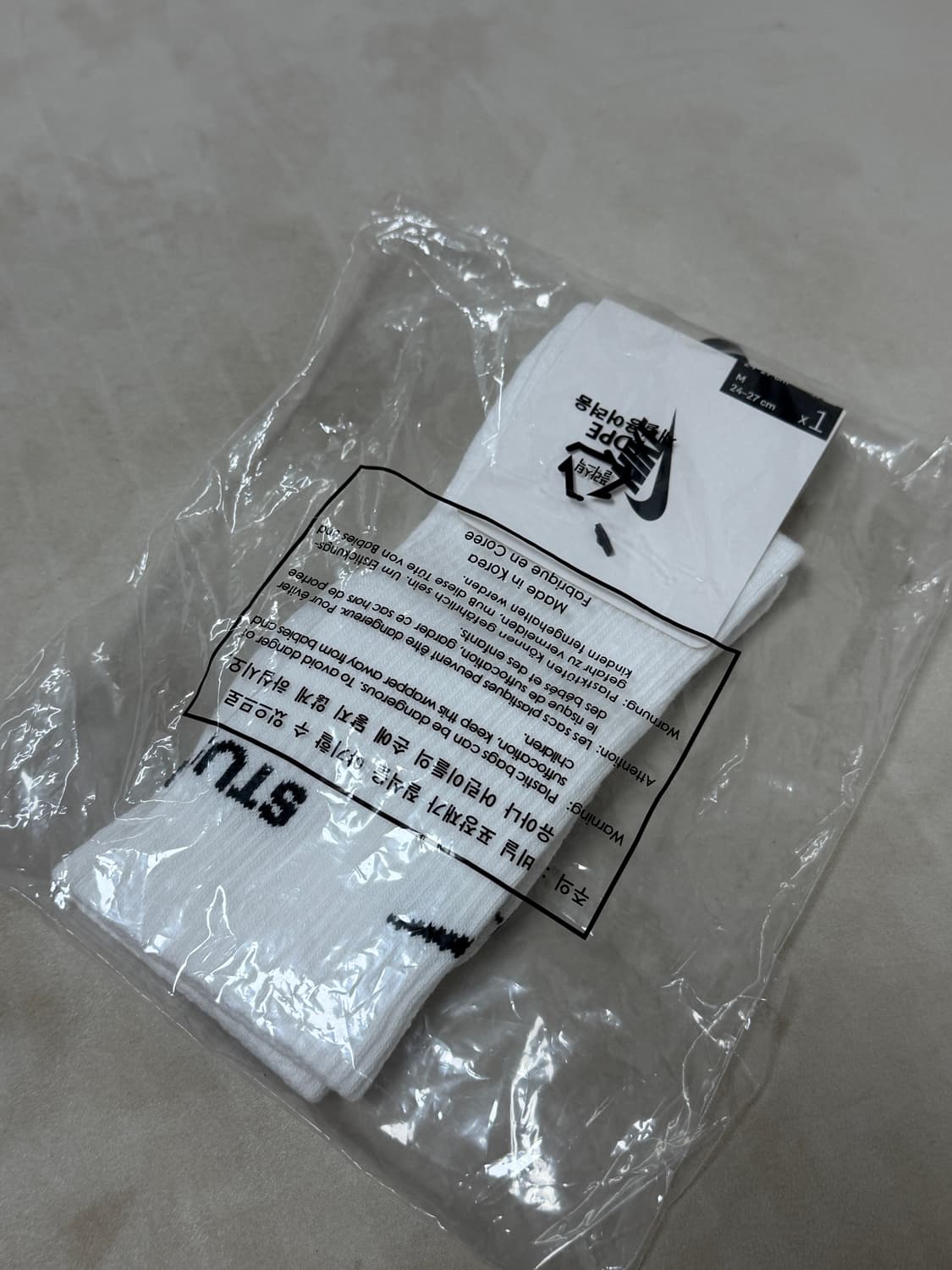 Nike x Stussy NRG 크루 삭스 화이트 블랙 상품이미지1