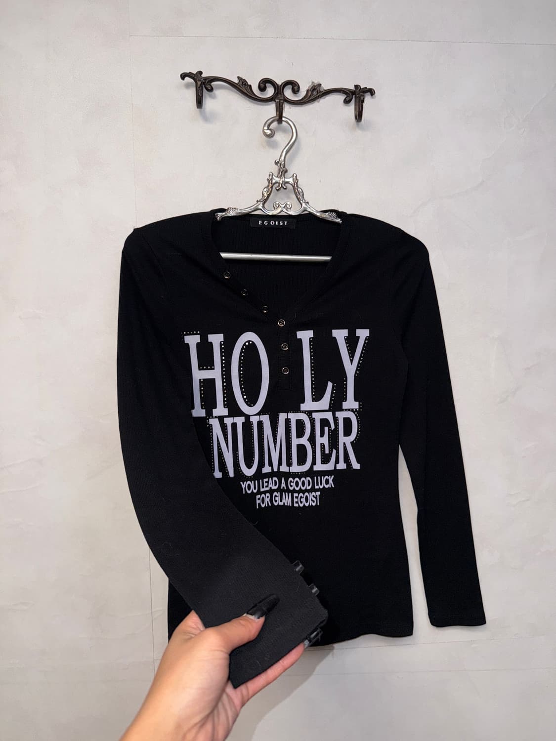 Egoist lettering button long sleeve 상품이미지2