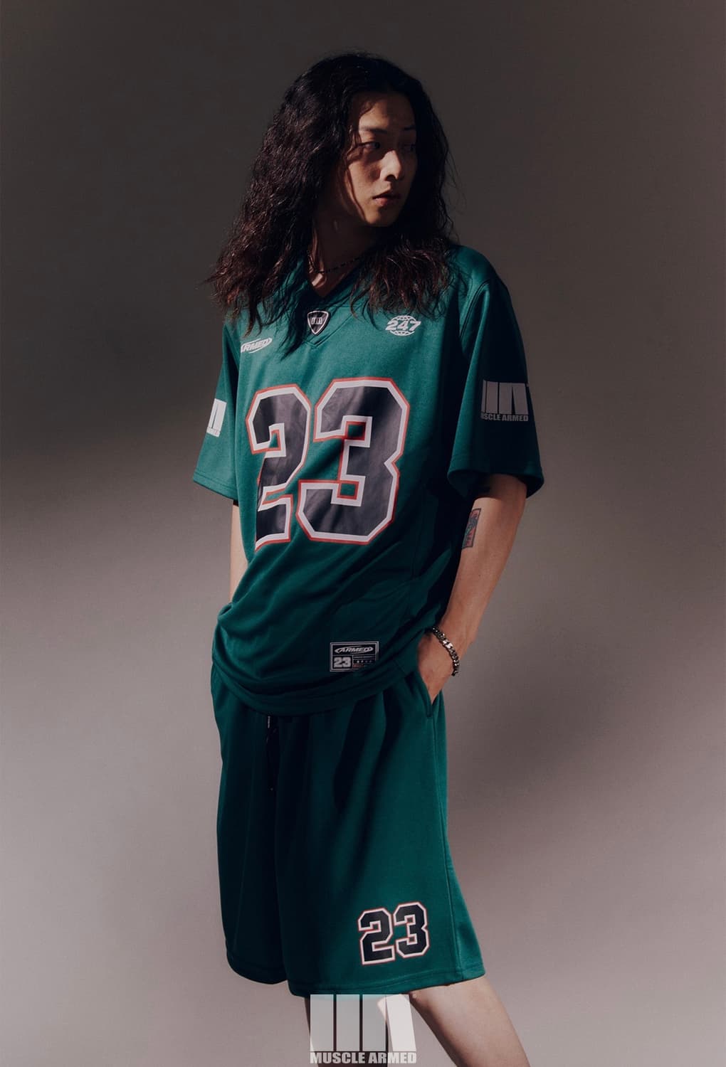 머슬암드 ARMED 23 저지 반팔 티셔츠 그린 XXL 상품이미지4