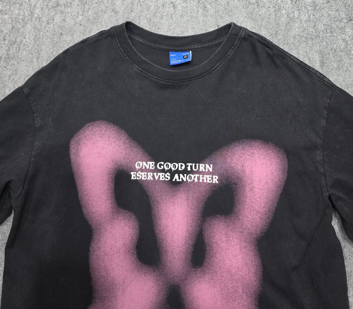 FAN YESTORE 버터플라이 워싱 피그먼트 반팔티 XL 상품이미지3