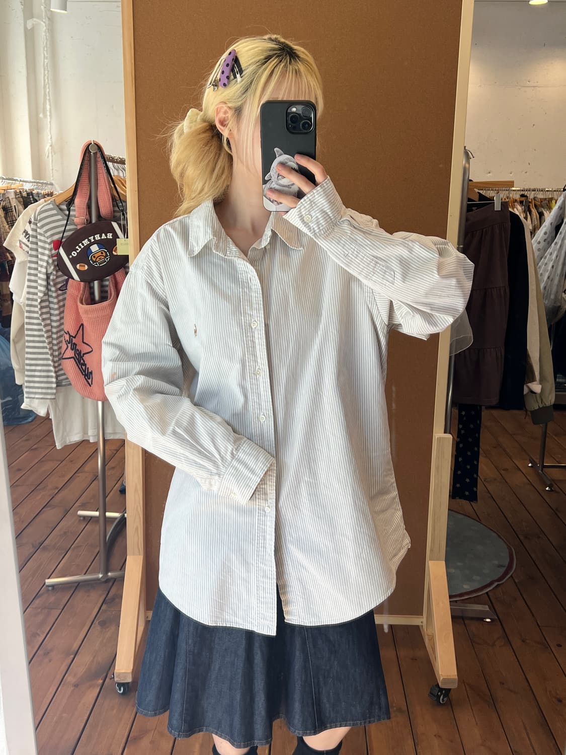 폴로 그레이 스프라이프 셔츠 상품이미지3