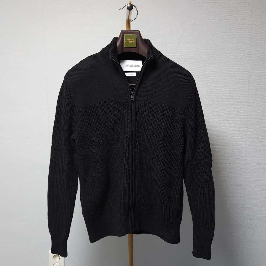 M ) 캘빈클라인 블랙 니트 집업 가디건 상품이미지1