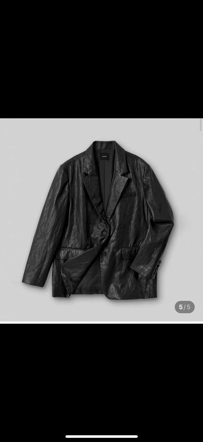 몽돌 에코 레더 오버핏 자켓 블랙 S 상품이미지2