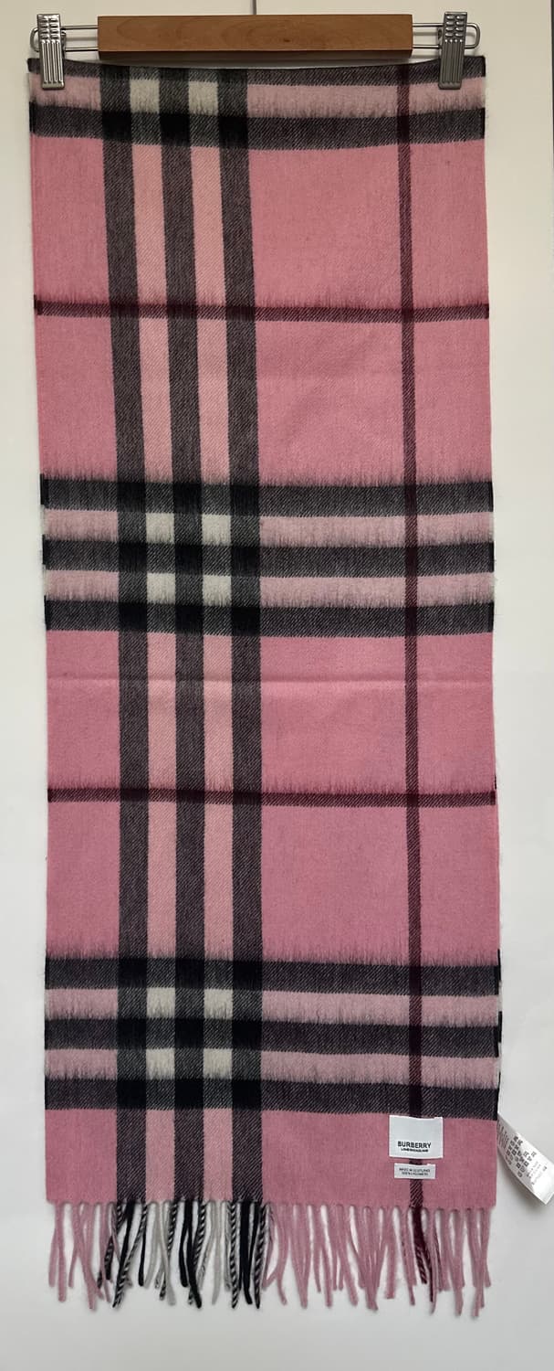 버버리 핑크 체크 캐시미어 머플러 상품이미지1