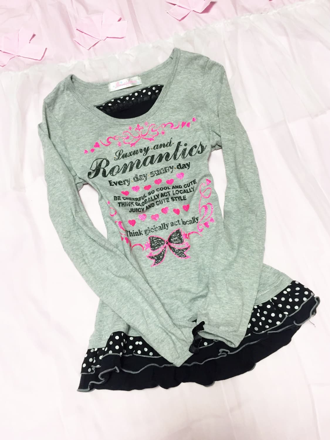 빈티지 헤이세이 갸루 레이어드 도트 탑  상품이미지3