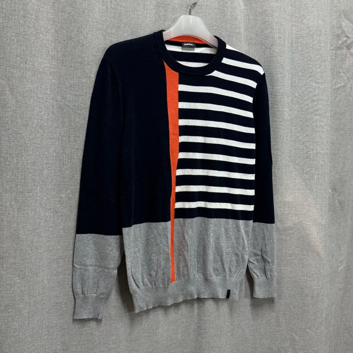 [L] 디젤(DIESEL) 스트라이프 얇은 코튼 긴팔 니트 상품이미지2