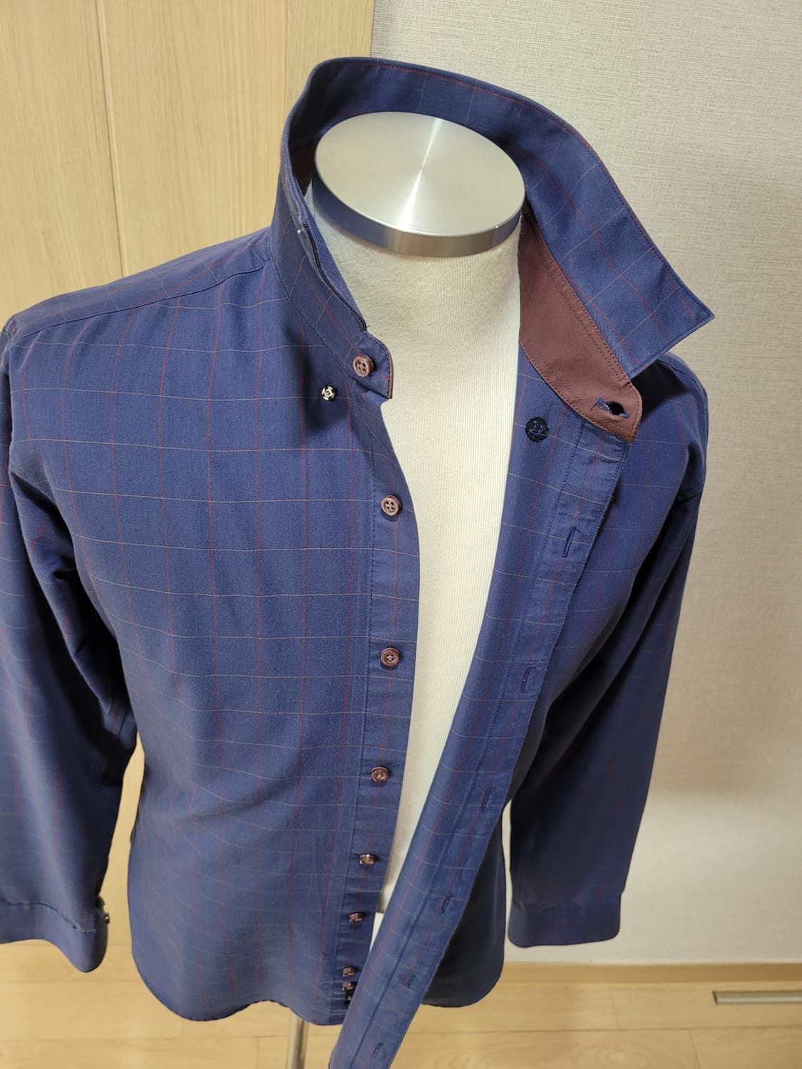 웅가로 Ungaro 남자 체크 드레스 셔츠 105 딥블루 상품이미지6