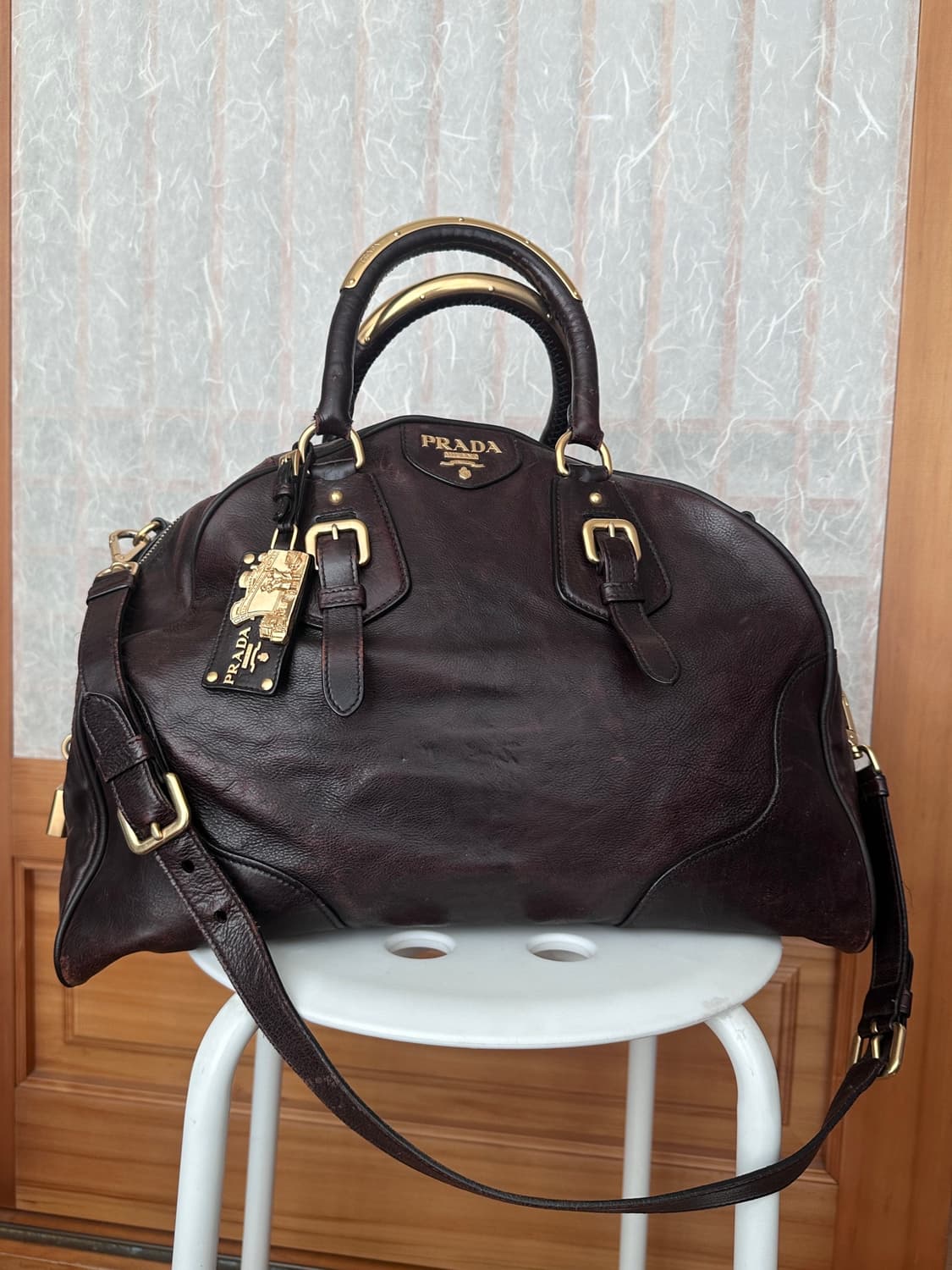 Prada Italy 다크 브라운빅백 숄더 크로스백 상품이미지1