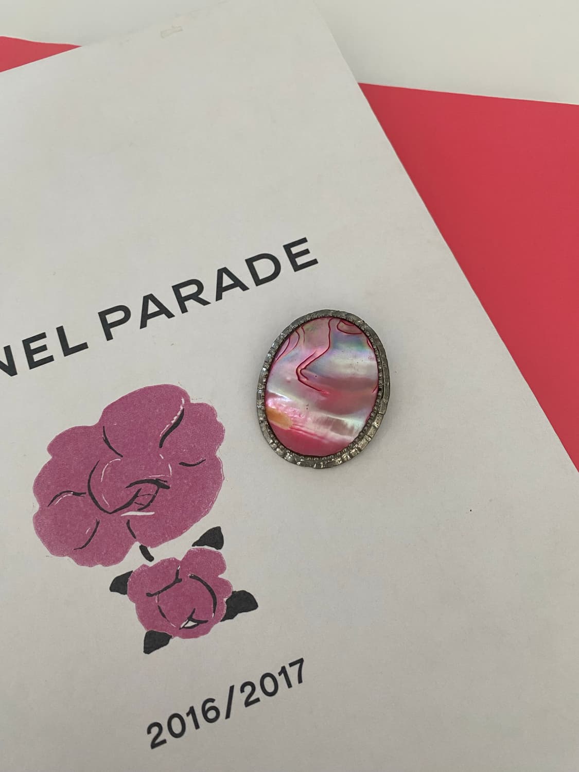 빈티지 핑크 마블 리얼 쉘 브로치 상품이미지2