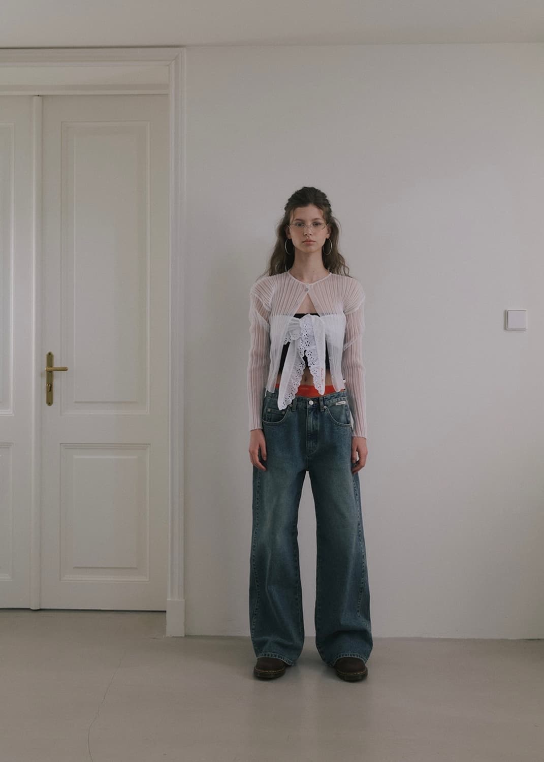 오버듀플레어 sheer glossy ribbed cardigan 상품이미지4