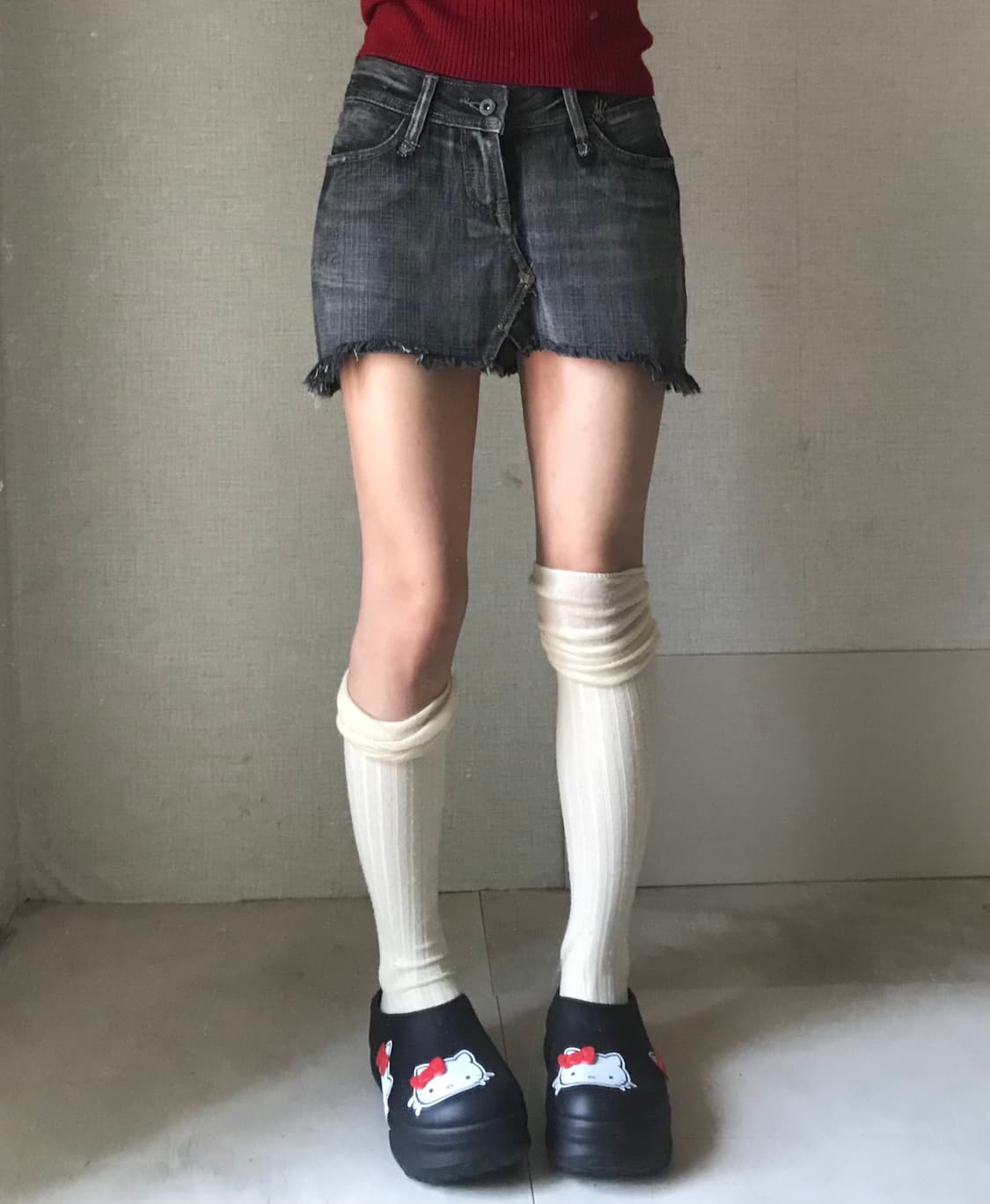 데미지디테일 데님스커트 상품이미지2
