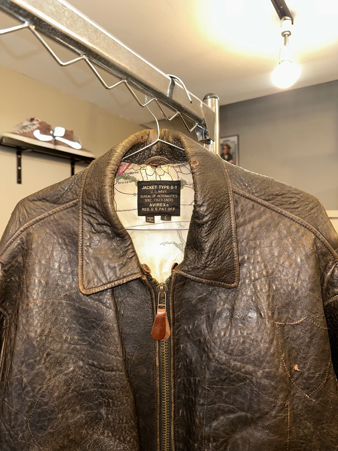 80-90’s Avirex G-1 shell leather flight 상품이미지6