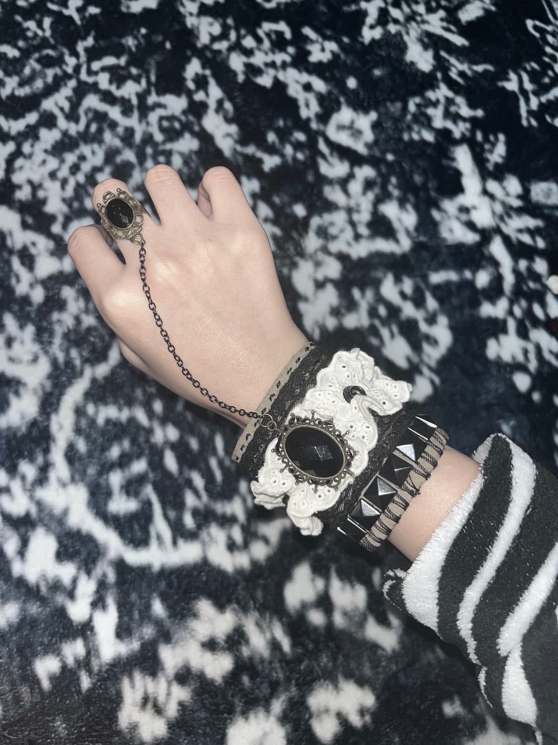 핸드메이드 고딕 로리타 핸드 체인 가죽팔찌 상품이미지2