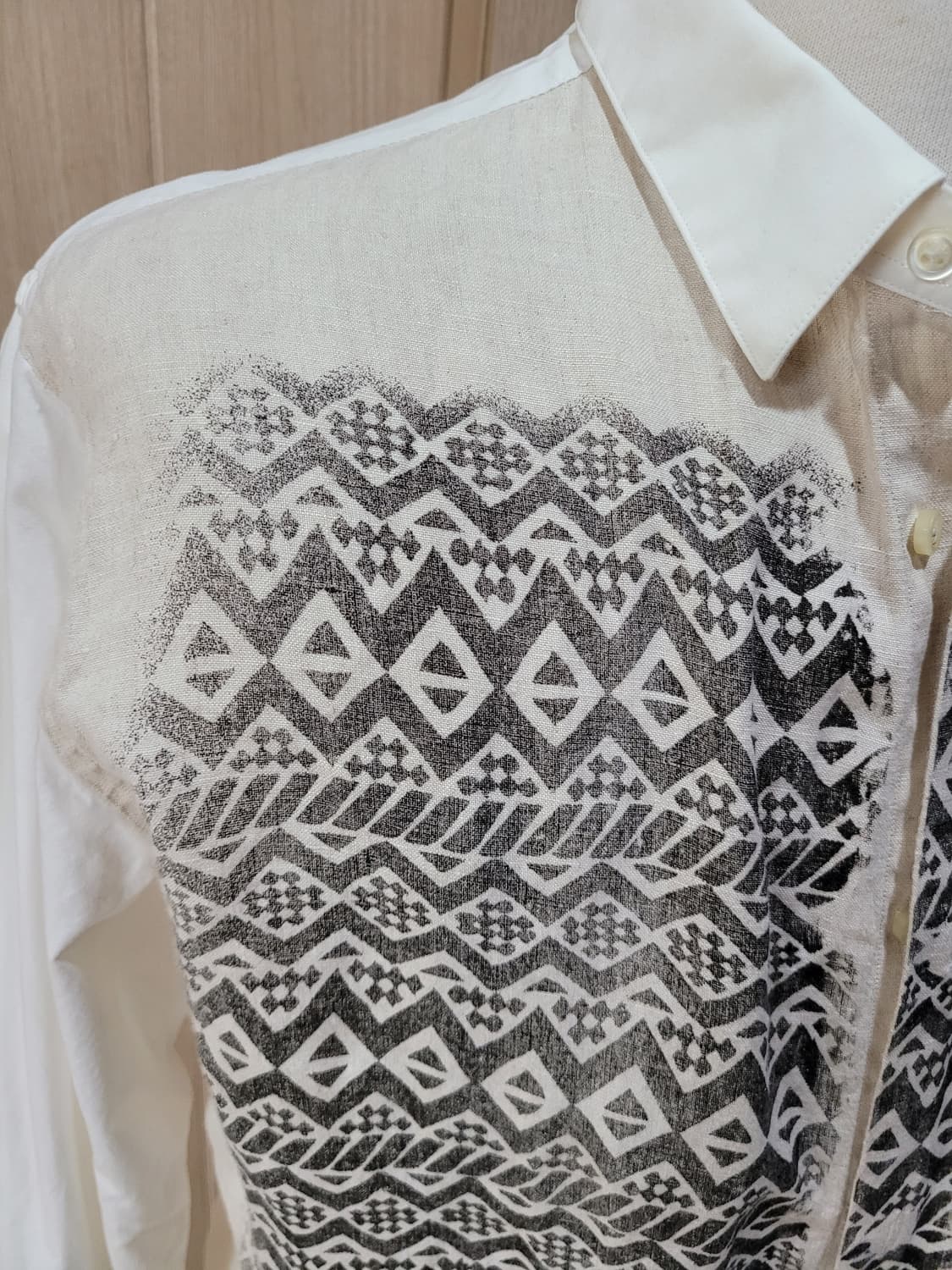 자라맨 ZARAMAN 에스닉 패턴 셔츠 105 화이트 상품이미지3