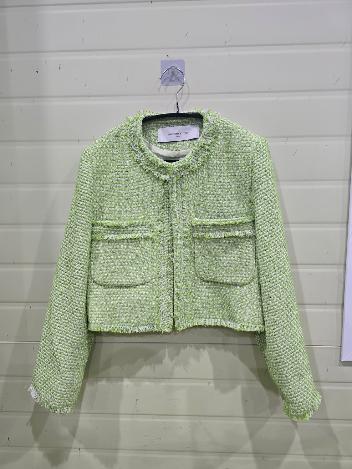트위드 크롭 자켓 그린 상품이미지1
