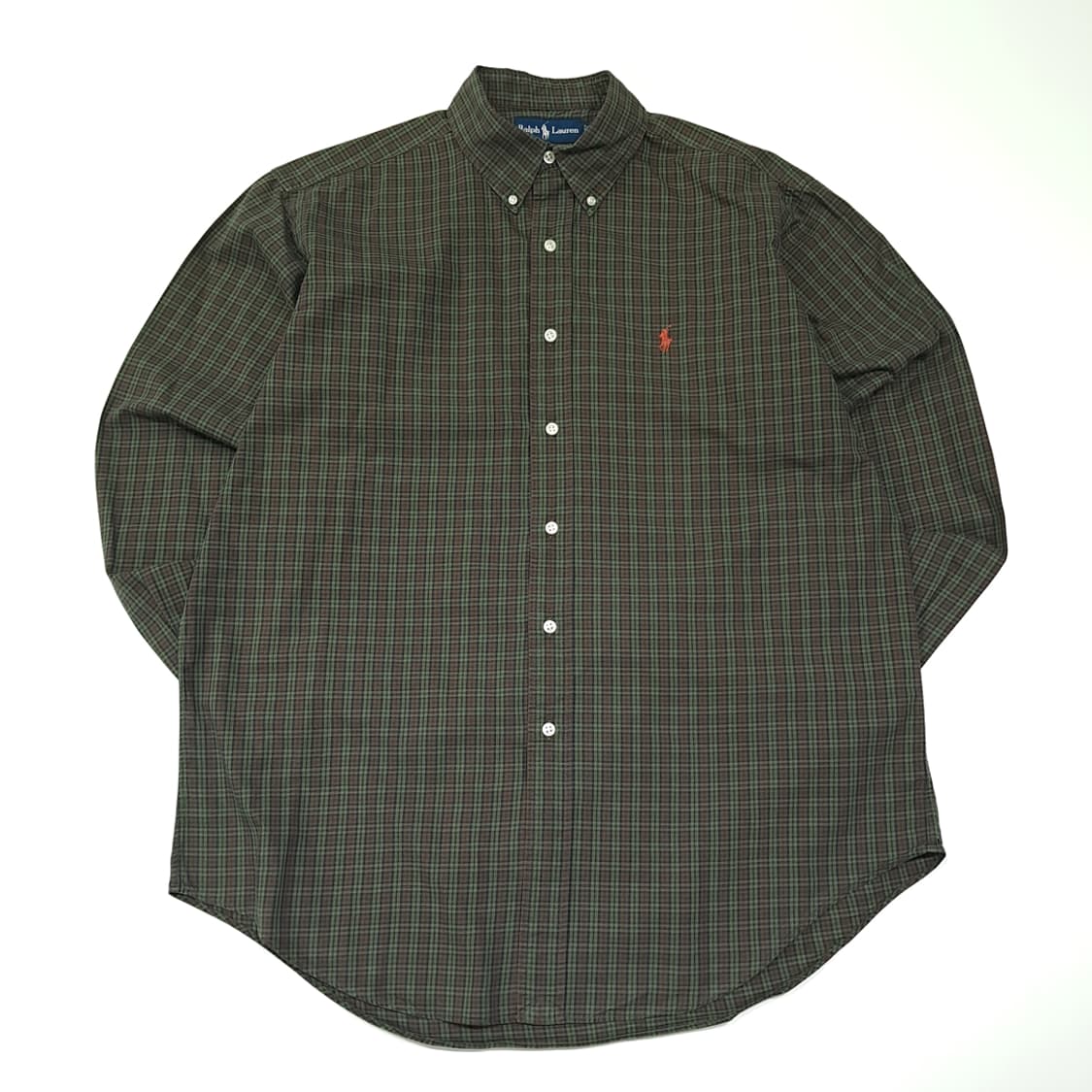 CL243 L 폴로 인도판 면 포니 그린 타탄체크 셔츠 남방 상품이미지1