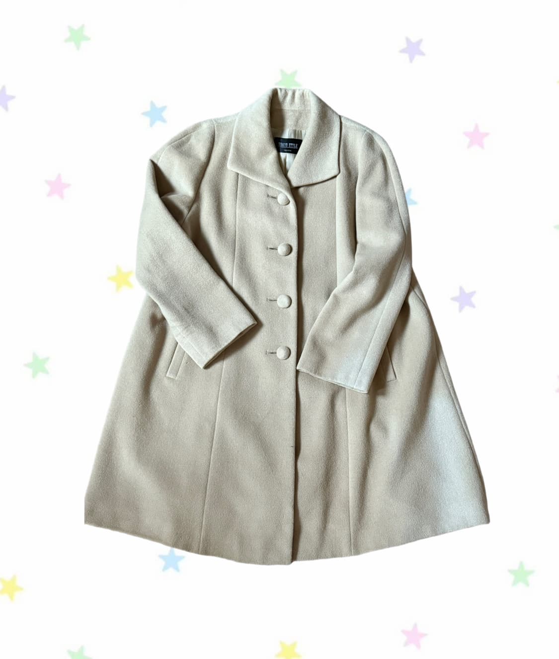 울 아이보리 콩단추 코트 상품이미지1