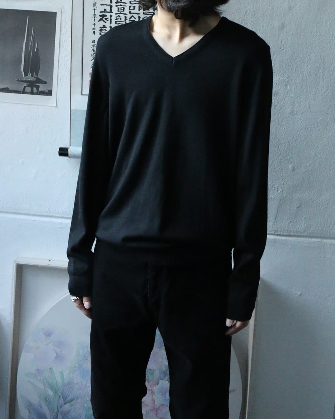 휴고보스 블랙 브이넥 롱슬리브 니트 상품이미지2