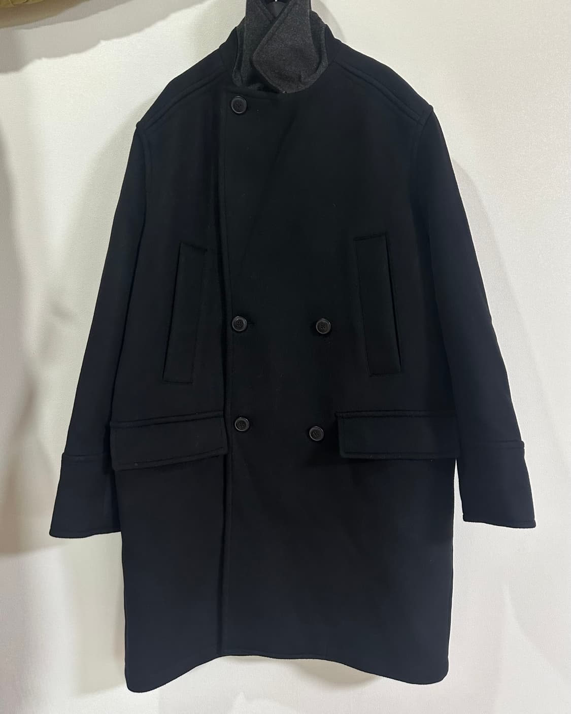 (새상품)Kai-aakmann 블랙 더블 울코트 상품이미지5