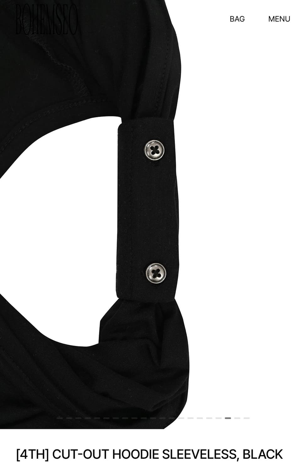 보헤미안서울) CUT-OUT HOODIE SLEEVELESS BK F 상품이미지6