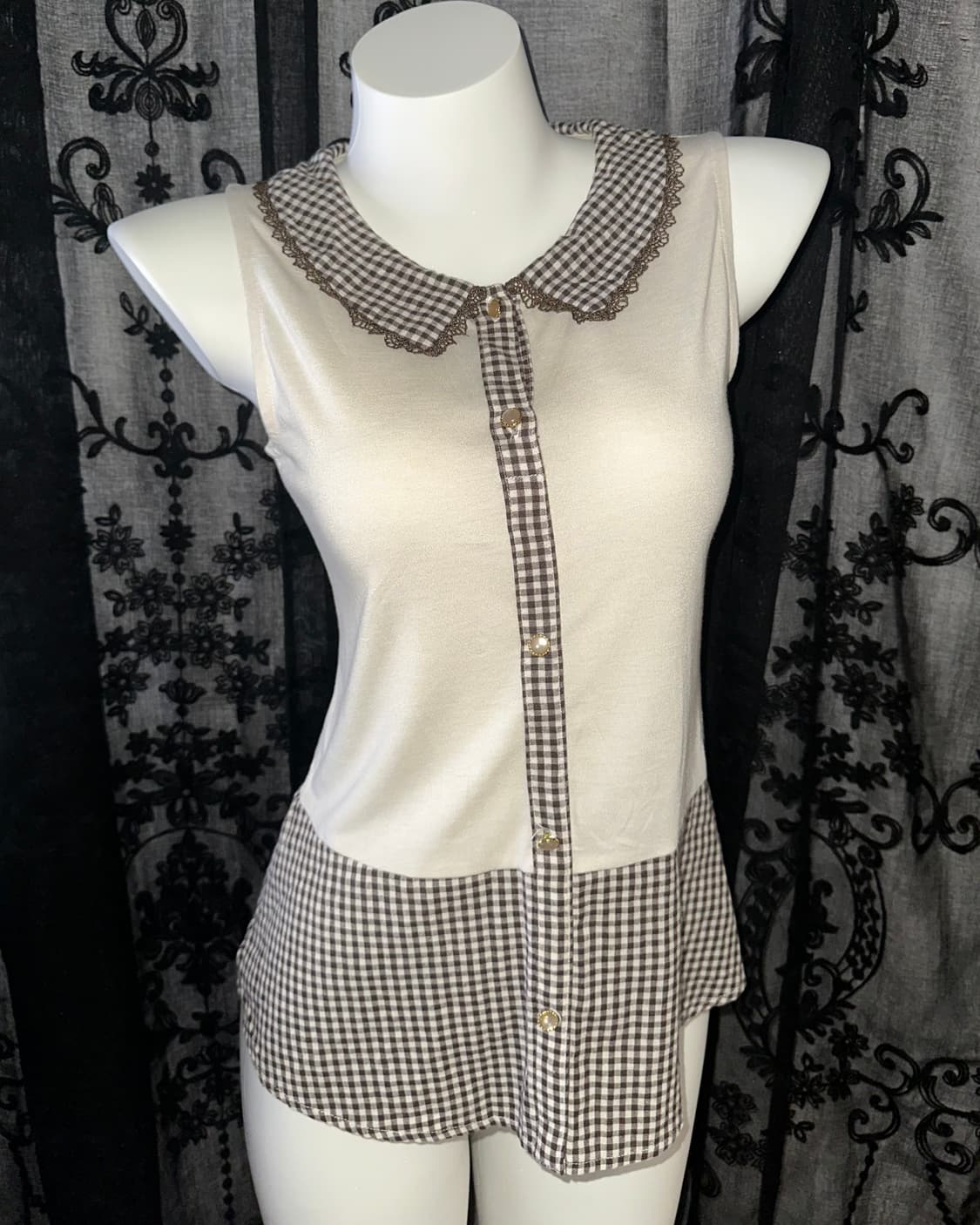 Brown checkered slip 상품이미지2