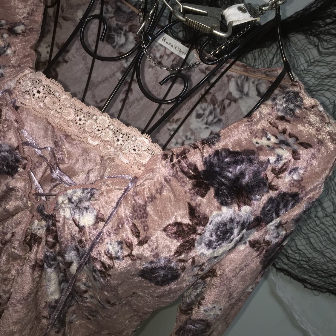 Rosa Cheri flower velvet corset T 상품이미지5