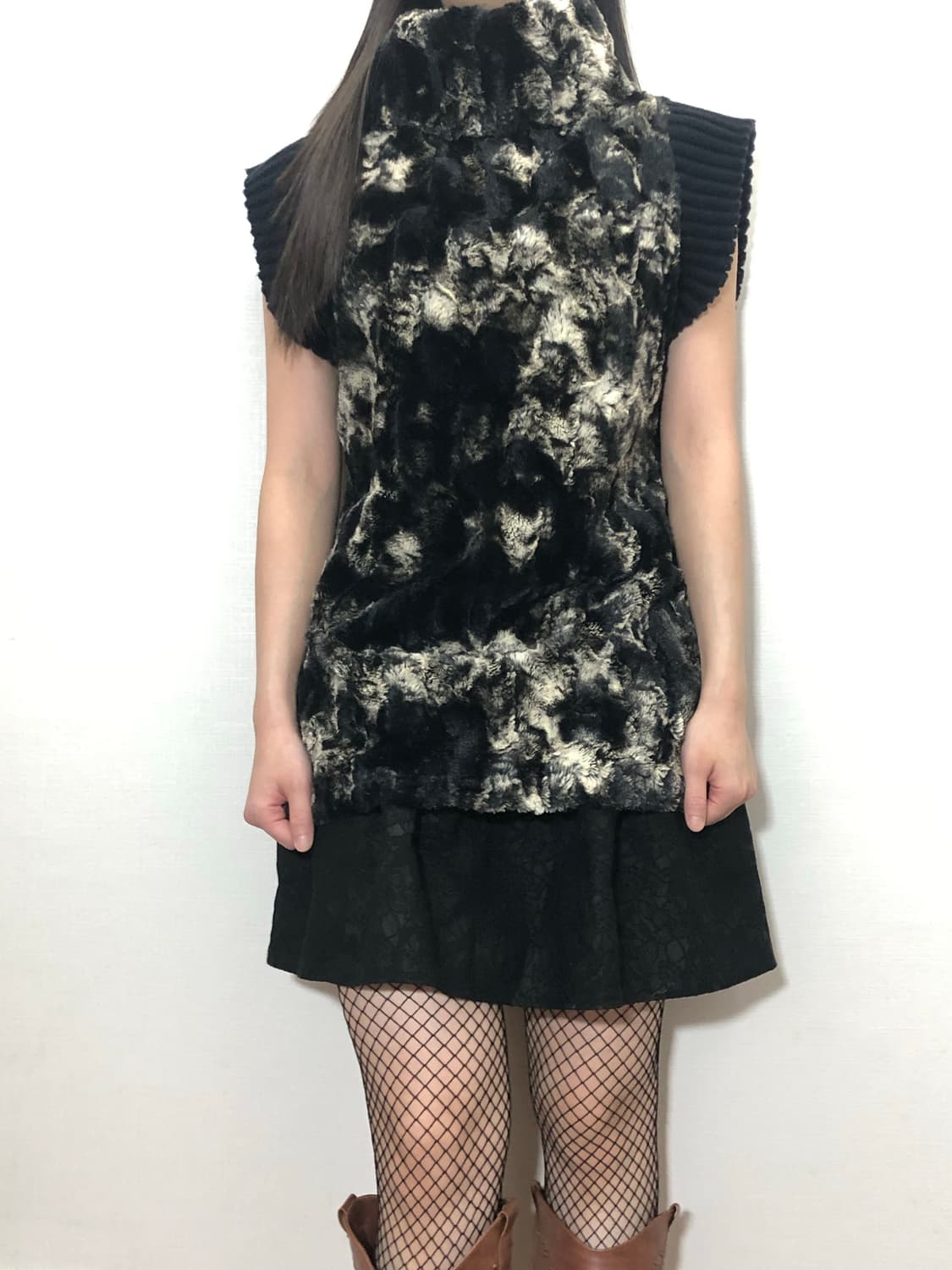 빈티지 마블 패턴 퍼 니트 상품이미지4