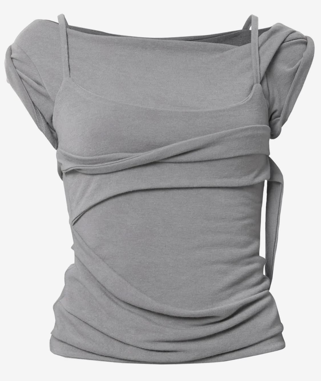 플레어업 레이어드 뷔스티에 티셔츠 그레이 상품이미지3