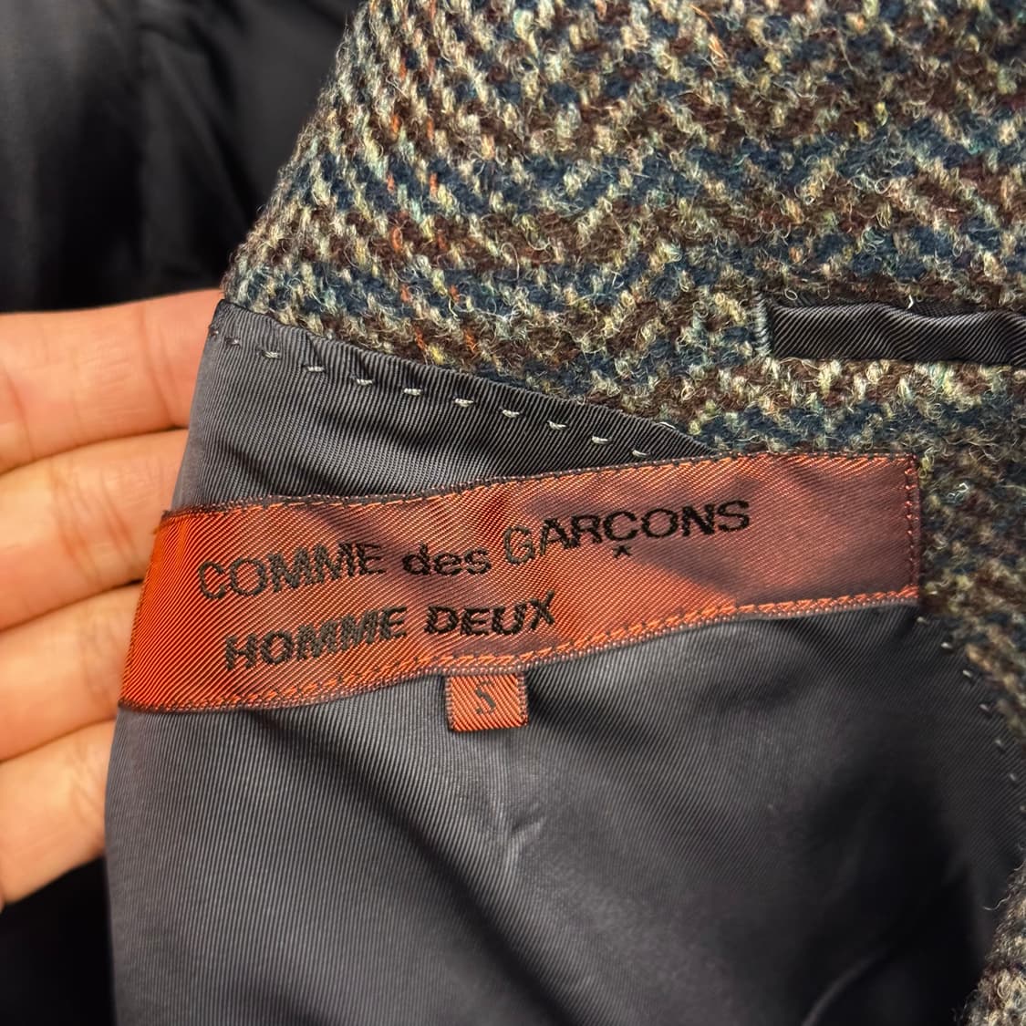 90s 꼼데 가르송 옴므 헤링본 패턴 울 스포츠 코트 테일러 블레이져 상품이미지6