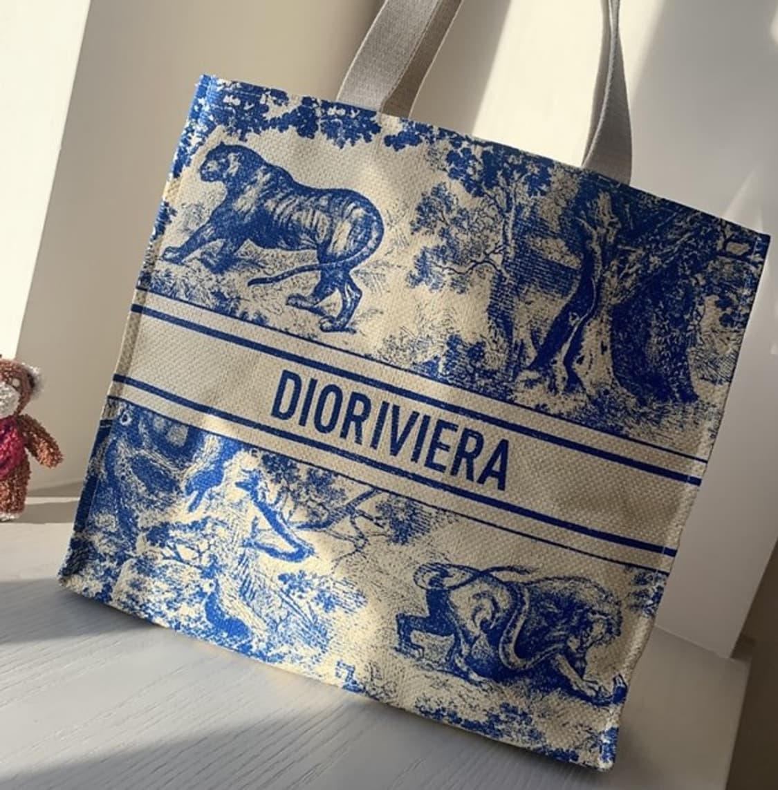 디올 리비에라 에코백 라탄 블루 상품이미지2